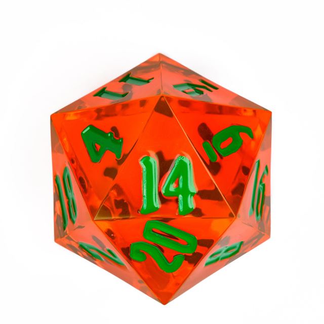 Orange & Clear Sharp Acrylic - D20 RPG Dice