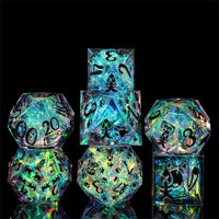 Thumbnail for Cats on Grey with Candy Sharp Resin - 7pcs RPG Dice Set