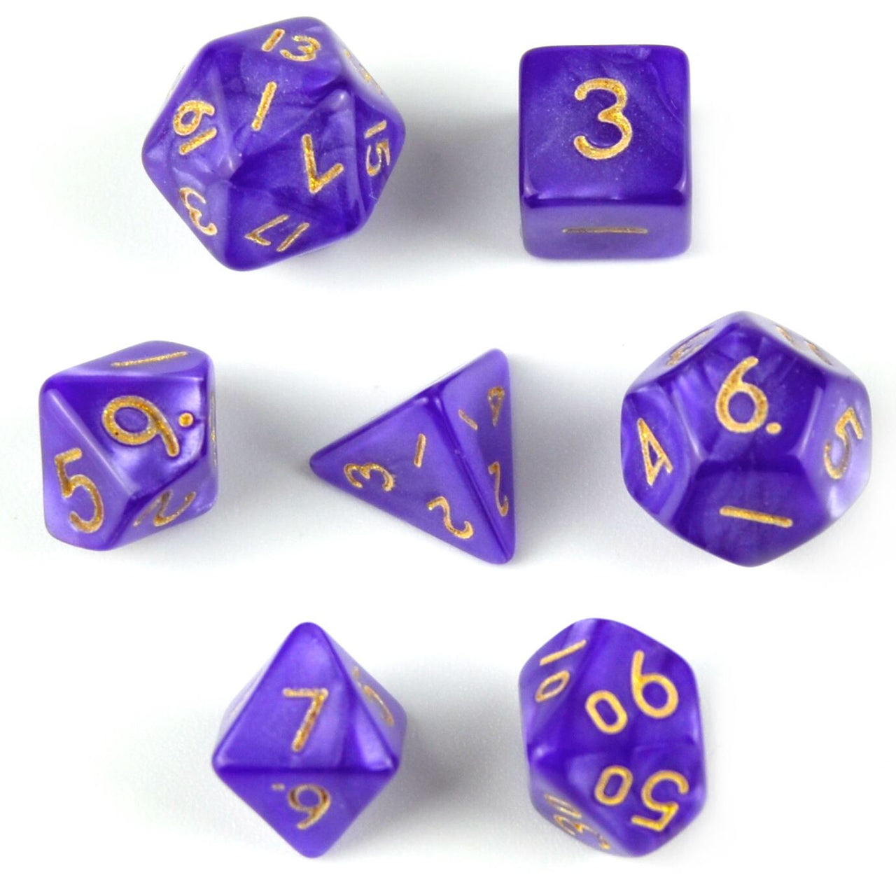 Silk Purple Acrylic - 7pcs RPG Mini Dice Set