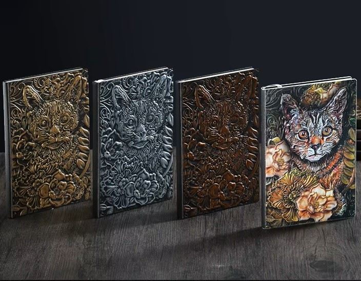 Gold Cat & Flower - A5 Hardback Journal