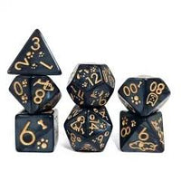 Thumbnail for 7pcs Dice Acrylic Pattern Dogs Gold Font Black