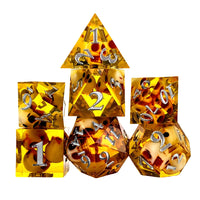 Thumbnail for 7pcs Dice Sharp Filled Skull Silver Font Yellow