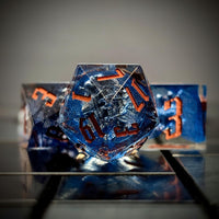 Thumbnail for Spider in Clear & Blue Filled Sharp Resin - 7pcs RPG Dice Set