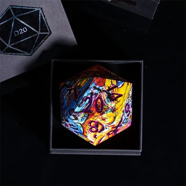 Graffiti on Hydro Dipped Resin  - 55mm D20 RPG Dice