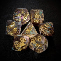 Thumbnail for Cogs in Clear & Purple Resin - 7pcs RPG Full Dice Set