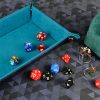 Thumbnail for Blue Velvet & Blue PU Leather - Rectangle Hard Dice Tray