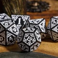 Thumbnail for White Celtic Knot on Black Acrylic - 7pcs RPG Full Dice Set