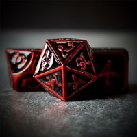 Thumbnail for Black Metal with Red Dragon Font - 7pcs RPG Dice Set