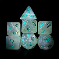 Thumbnail for Glitter in White Acrylic with Ice Font - 7pcs RPG Full Dice Set