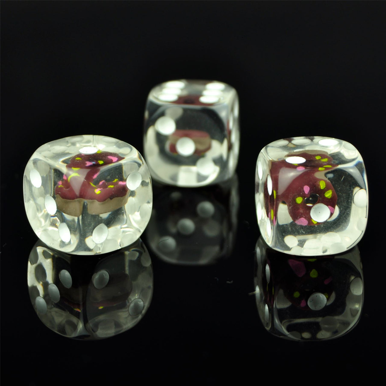 Brown Donut in Clear Resin - 6pcs D6 RPG Dice Set