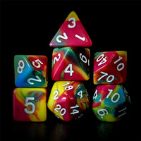 Thumbnail for 7pcs Dice Acrylic Blend White Font Pink Yellow Blue