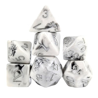 Thumbnail for Grey Swirl in White Resin - 7pcs RPG Full Dice Set