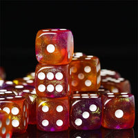 Thumbnail for 16mm Pink & Orange Acrylic with Glitter - 6pcs D6 RPG Dice Set