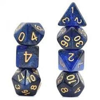Thumbnail for Glitter in Black & Blue Acrylic - 7pcs RPG Full Dice Set