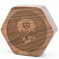 Thumbnail for Skull on Walnut Wood with 7 Slots -  Magnetic Dice Storage