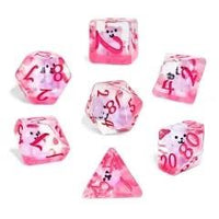 Thumbnail for 7pcs Dice Resin Filled Pink Font Teddy Bear Clear