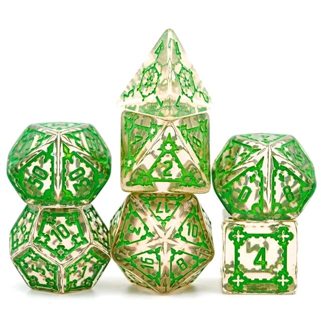 Castle on Yellow Resin - 7pcs RPG Oversized Dice Set