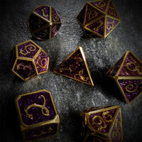 Thumbnail for Purple Enamel in Gold Metal - 7pcs RPG Dice Set