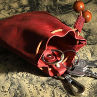 Thumbnail for Red Leather Pouch with Belt Clip - Storage Bag