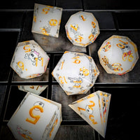 Thumbnail for 7pcs Dice Sharp Filled Skeleton Gold Font White