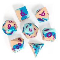 Thumbnail for Blue & Cream Layered Silicone - 7pcs RPG Full Dice Set