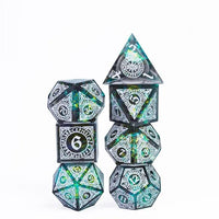 Thumbnail for White Pattern on Grey with Candy Sharp Resin - 7pcs RPG Dice Set