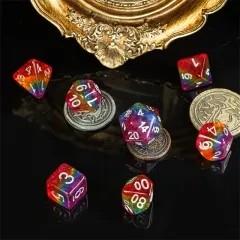 7pcs Dice Resin Layer Silver Font LGBTQ Rainbow