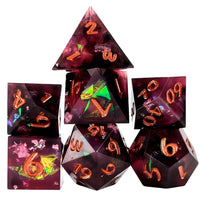 Thumbnail for Candy in Purple & Black with Copper Foil Sharp Resin - 7pcs RPG Dice Set
