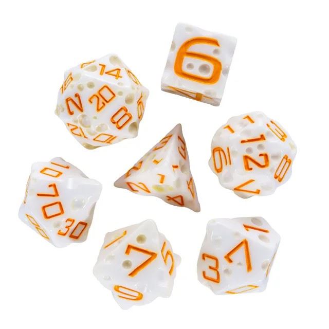 White Cheese Resin -  7pcs RPG Dice Set