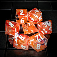 Thumbnail for Halloween Ghosts in Orange Filled Sharp Resin - 7pcs RPG Dice Set
