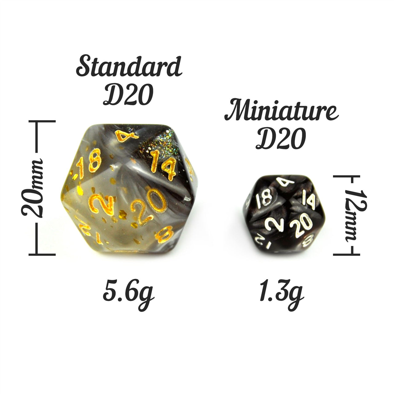 Glitter in Clear Acrylic - 7pcs RPG Mini Dice Set