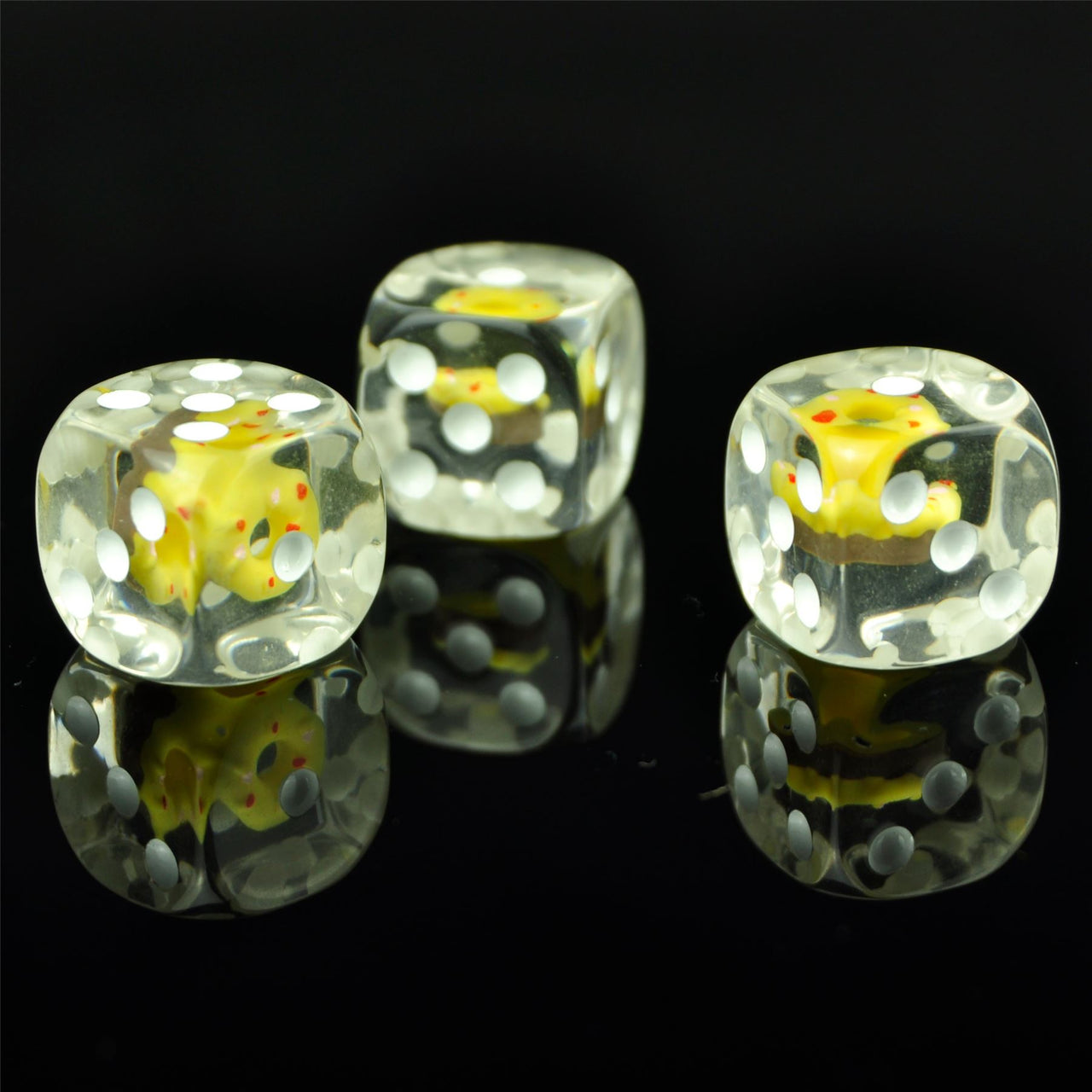 Yellow Donut in Clear Resin - 6pcs D6 RPG Dice Set