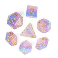 Thumbnail for 7pcs Dice Resin Layer Gold Font Bigender White Purple Blue