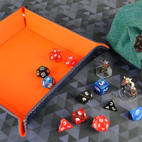 Thumbnail for Orange & Blue PU Leather - Square Hard Dice Tray