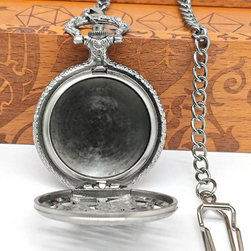 Cog Wheel on Silver Pocket Watch with Mini Dice - Pendant