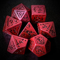Thumbnail for 7pcs RPG Full Dice Set - Black Pattern on Pink Resin