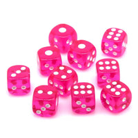Thumbnail for 30pcs D6 12mm Dice Acrylic Pip White Font Clear Hot Pink