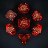 Thumbnail for Cogs in Clear & Orange Resin - 7pcs RPG Full Dice Set