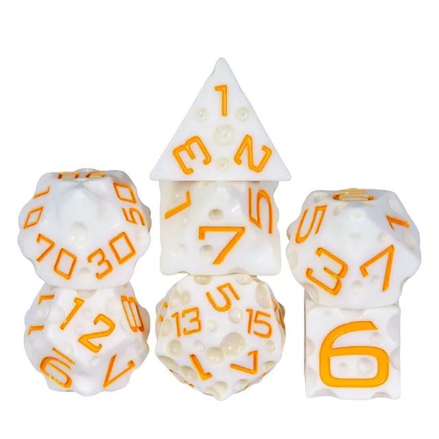 White Cheese Resin -  7pcs RPG Dice Set