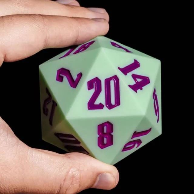 Black on Solid Pink Silicone - D20 RPG Dice