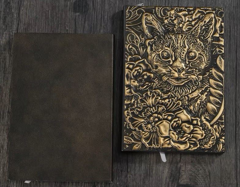 Gold Cat & Flower - A5 Hardback Journal