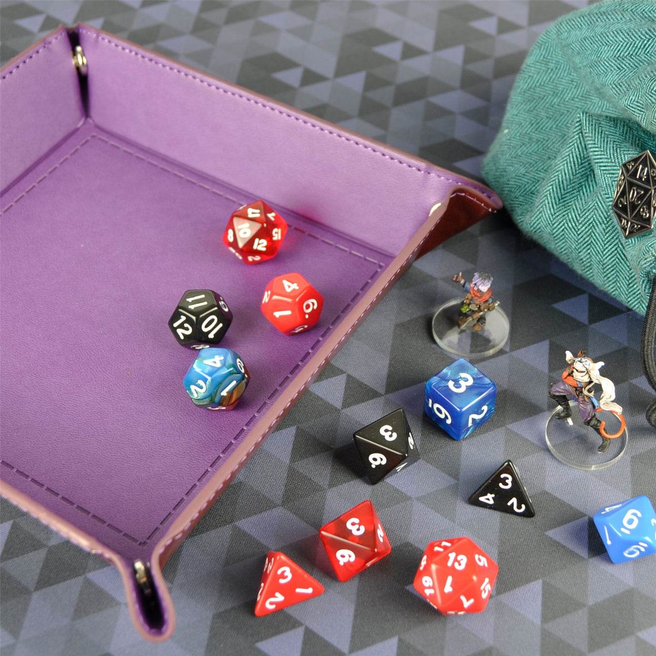 Purple & Brown PU Leather - Square Hard Dice Tray