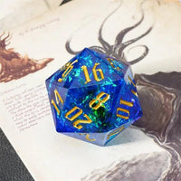 Thumbnail for Candy in Blue with White Foil Sharp Resin - D20 RPG Dice