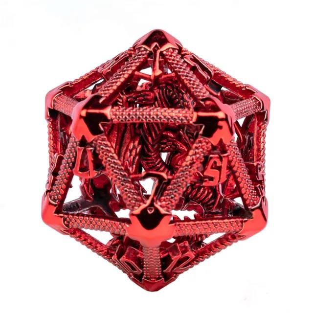 Dragon in Red Metal - Hollow D20 RPG Dice