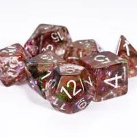 Thumbnail for 7pcs Dice Resin Swirl White Font Clear Red