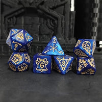 Thumbnail for 7pcs Dice Acrylic Pattern Christmas Gold Font Blue