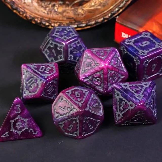 Castle on Purple Resin - 7pcs RPG Oversized Dice Set