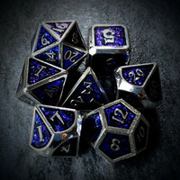 Thumbnail for Glitter Blue Enamel in Silver Metal - 7pcs RPG Dice Set