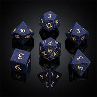 Thumbnail for Navy Blue Goldstone Gemstone - 7pcs RPG Dice Set