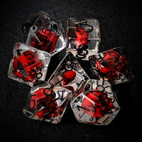 Thumbnail for Red Skull in Clear Resin - 7pcs RPG Full Dice Set